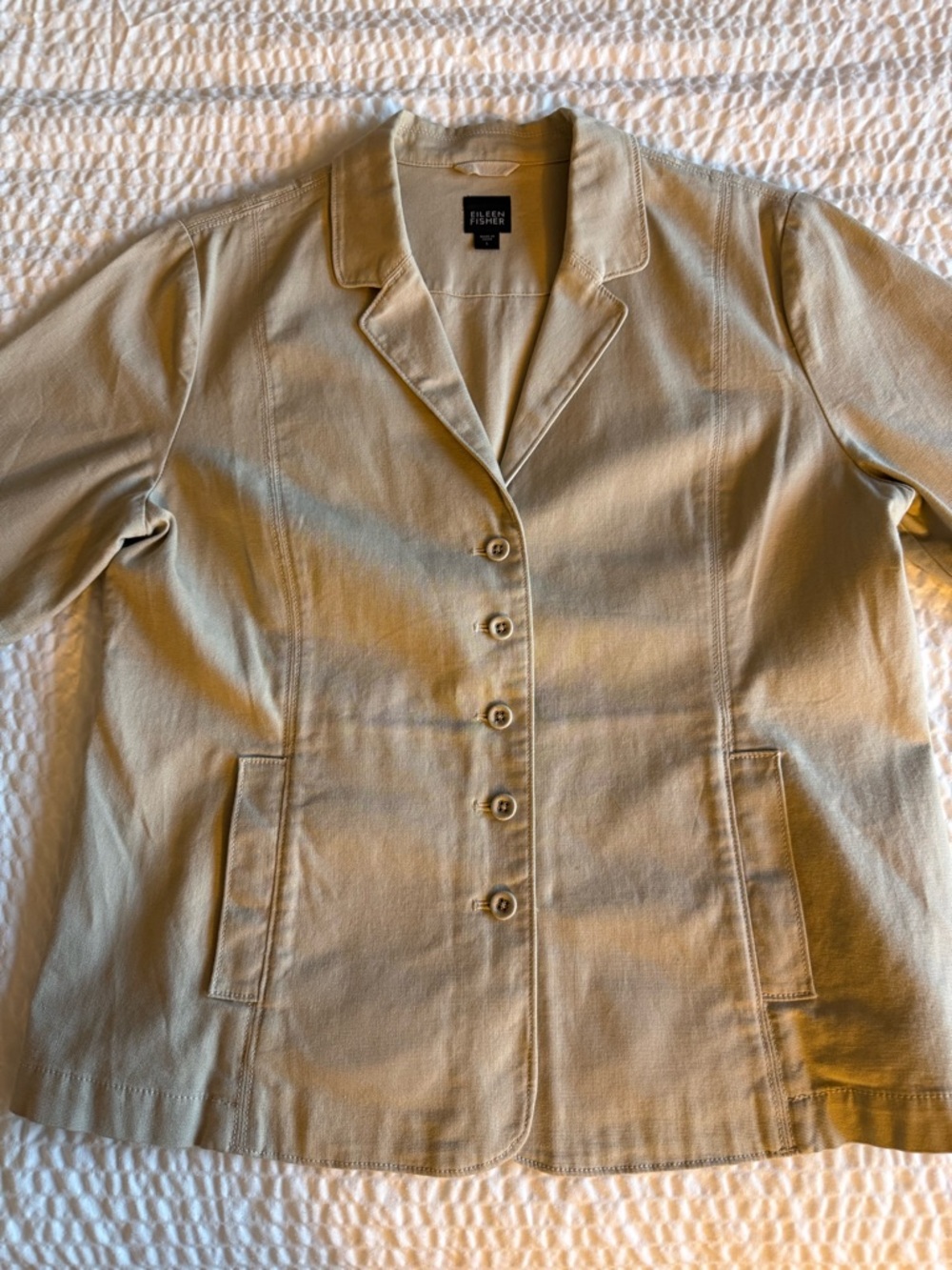 Eileen Fisher Sand/Taupe Button-Front Blazer